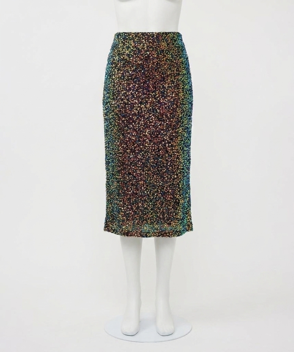 NEW ESQUALO suna sequin long skirt in multi